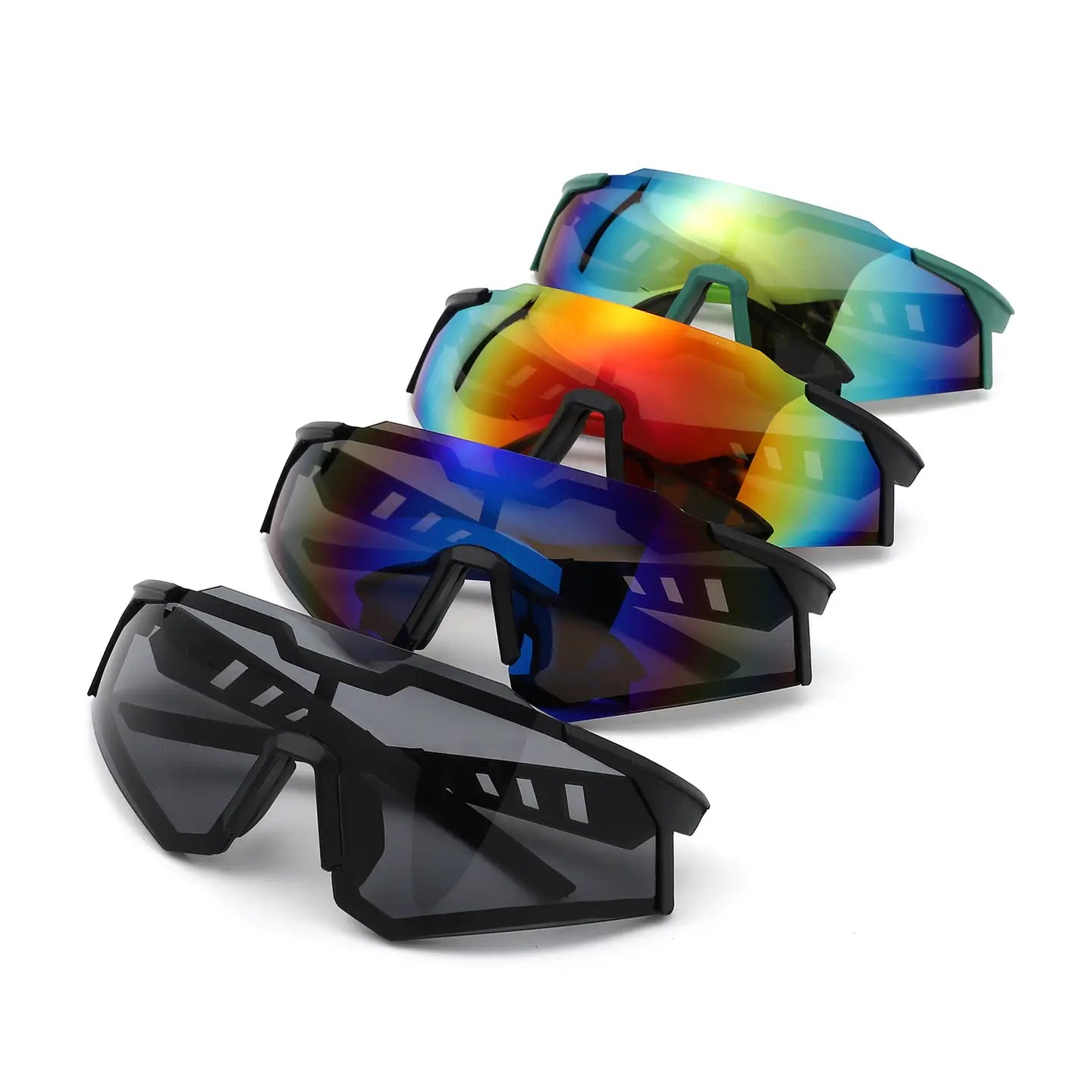 Sports Wraparound Futuristic Shield Outdoor Sunglasses