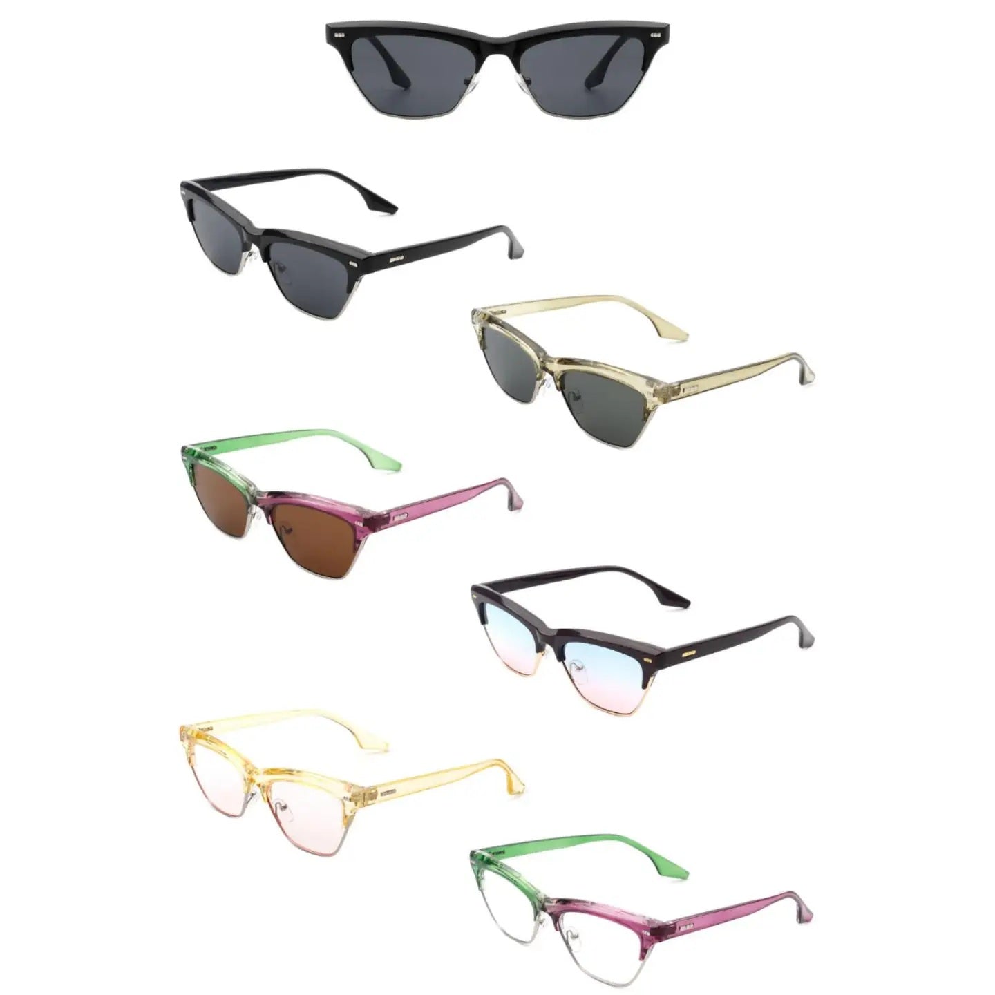 Slim Cat Eye Retro Rectangle Sleek Narrow Sunglasses