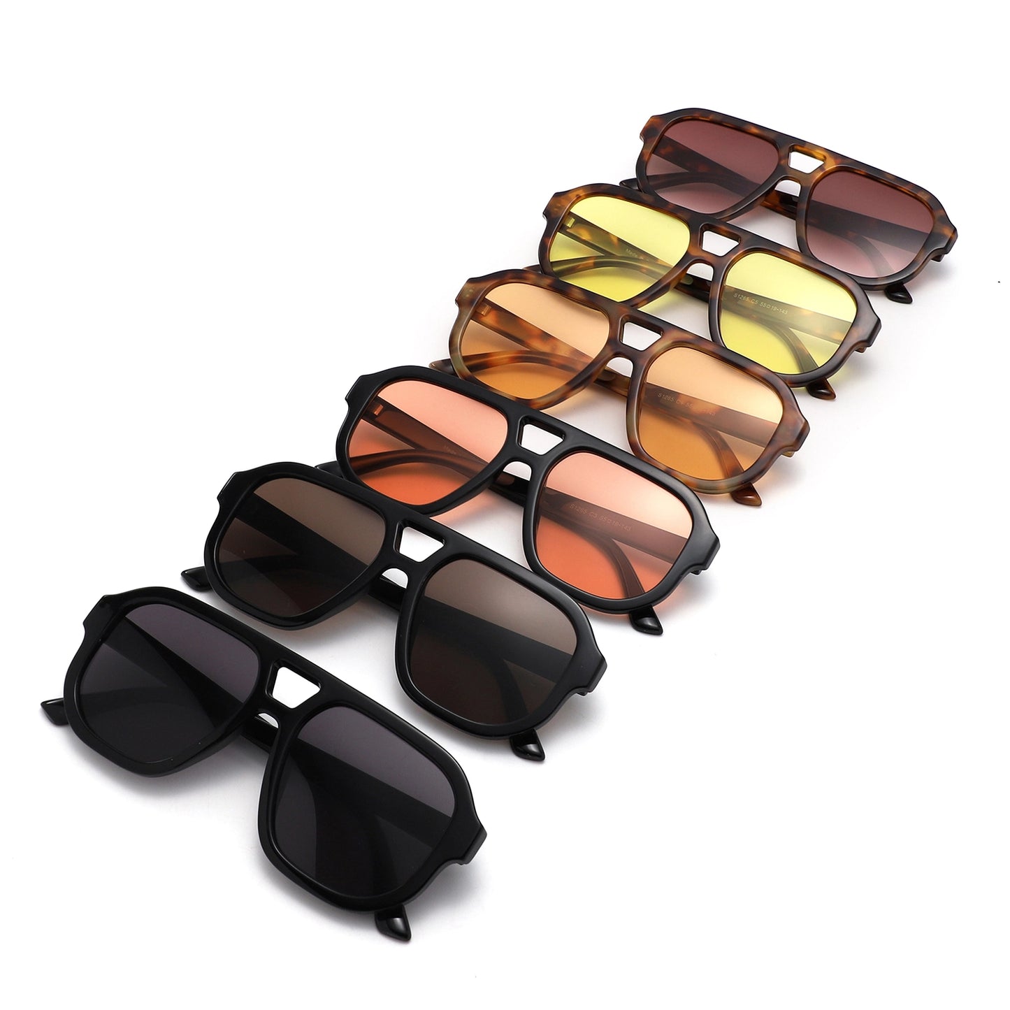 Retro Square Double Bridge Aviator Sunglasses