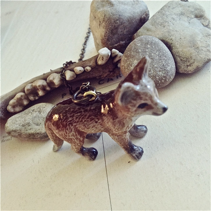 Ila Fox Cub Porcelain Pendant Necklace.