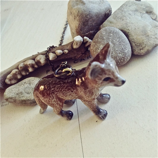 Ila Fox Cub Porcelain Pendant Necklace.