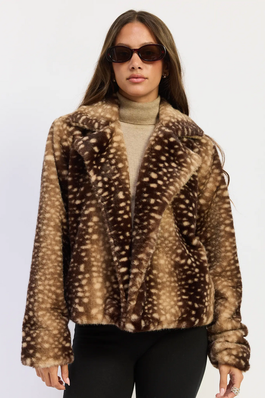 Leopard Faux Fur Short Coat