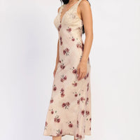 Satin floral Midi Dress