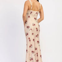 Satin floral Midi Dress