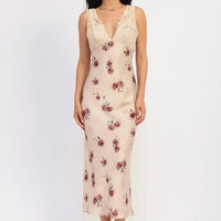 Satin floral Midi Dress