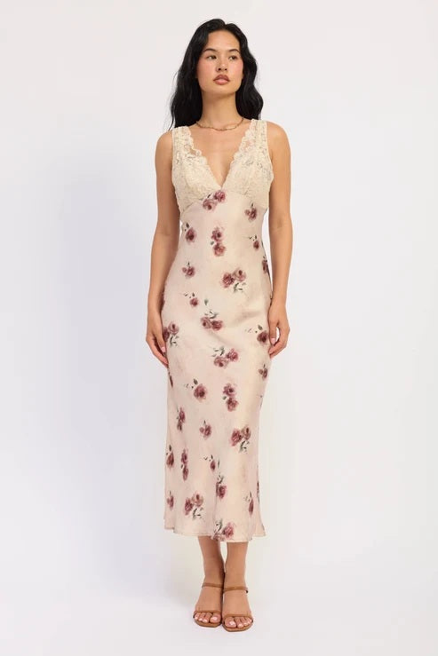 Satin floral Midi Dress