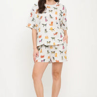 Colorful Cartoon Dogs Relaxed Fit T Shirt