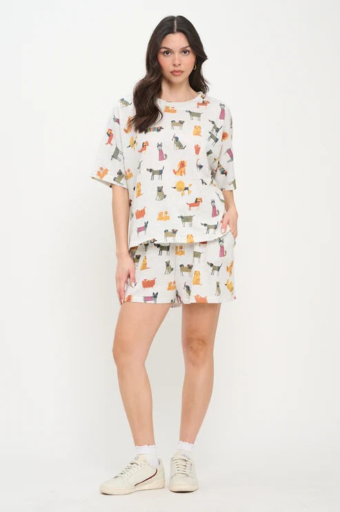 Colorful Cartoon Dogs Relaxed Fit T Shirt