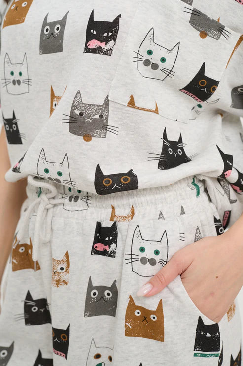 Cute Multi Kitten Face Relaxed Fit T-Shirt