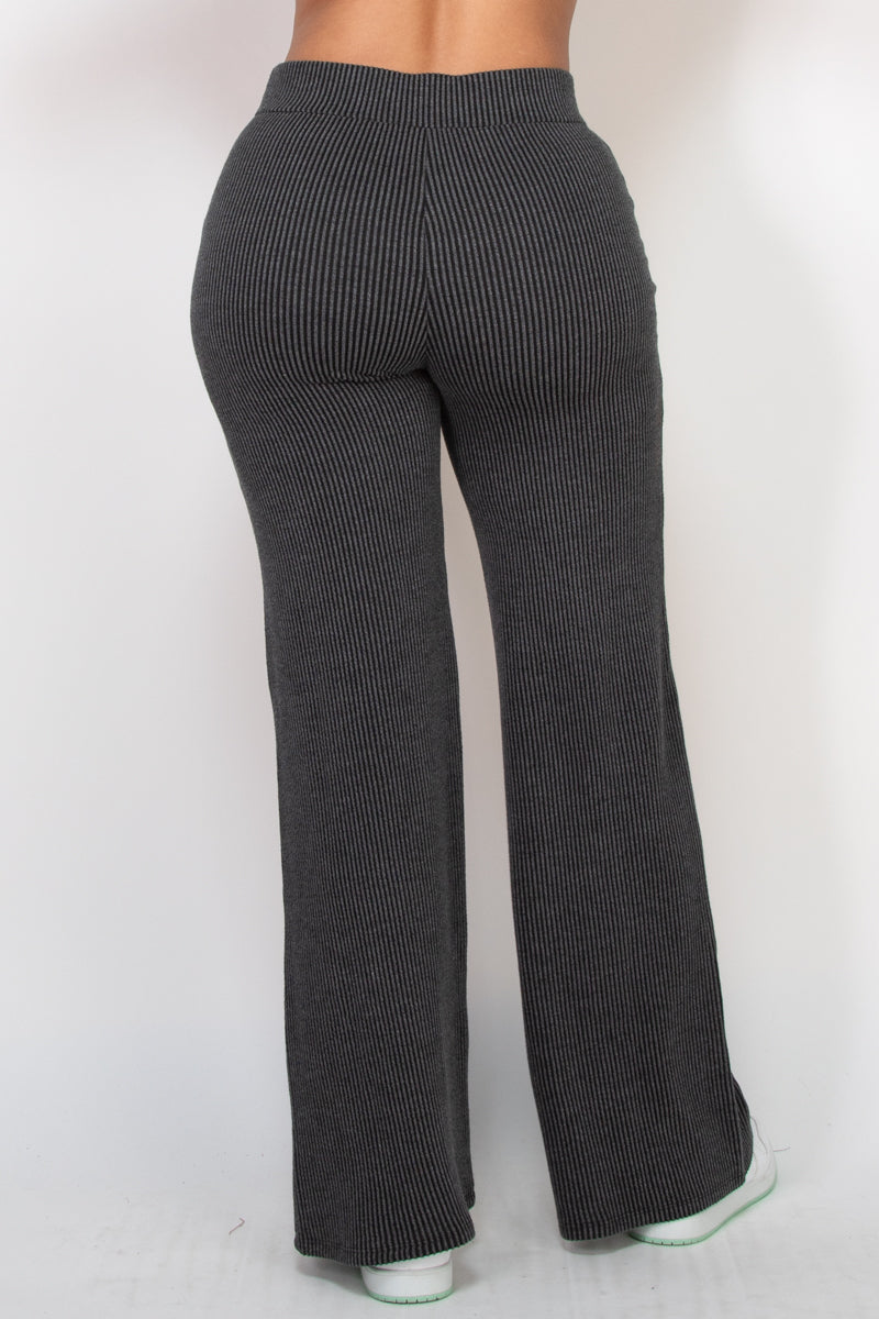 Ribbed Fit & Flare Pants