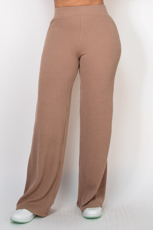 Ribbed Fit & Flare Pants