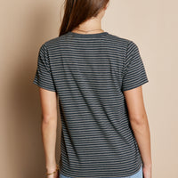 Stripe Short Sleeve Knit Top