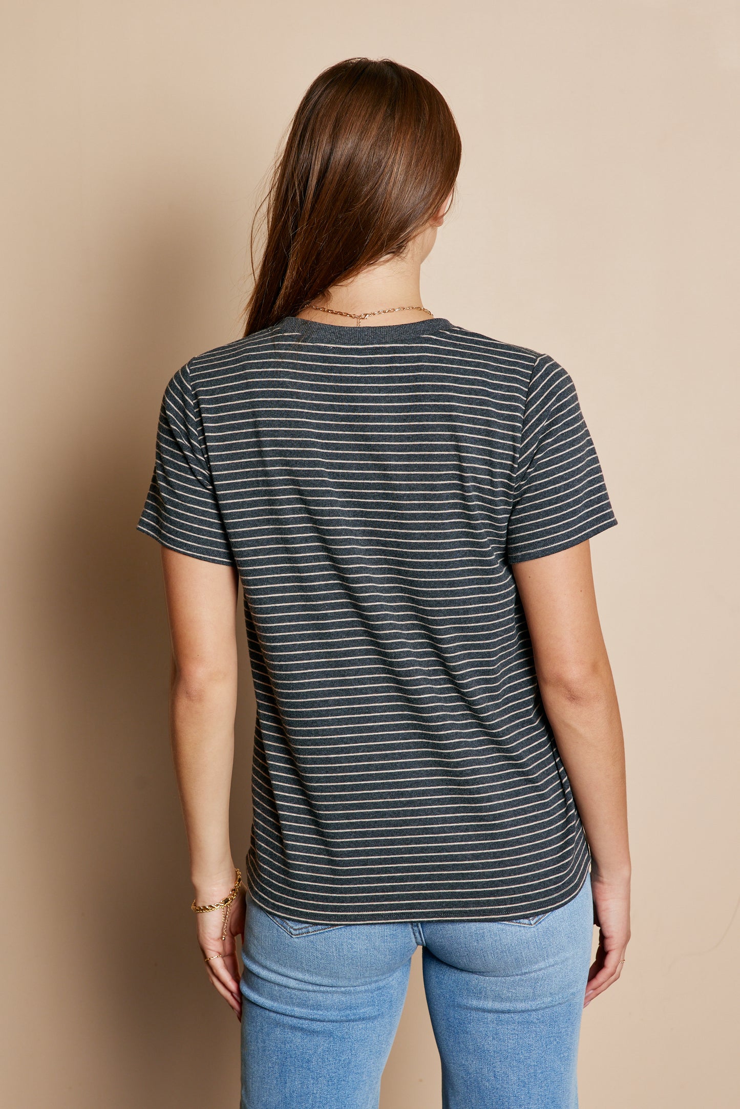 Stripe Short Sleeve Knit Top
