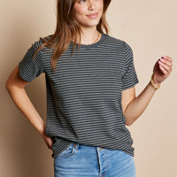 Stripe Short Sleeve Knit Top