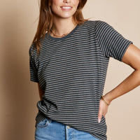 Stripe Short Sleeve Knit Top