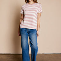 Top tejido a rayas en contraste