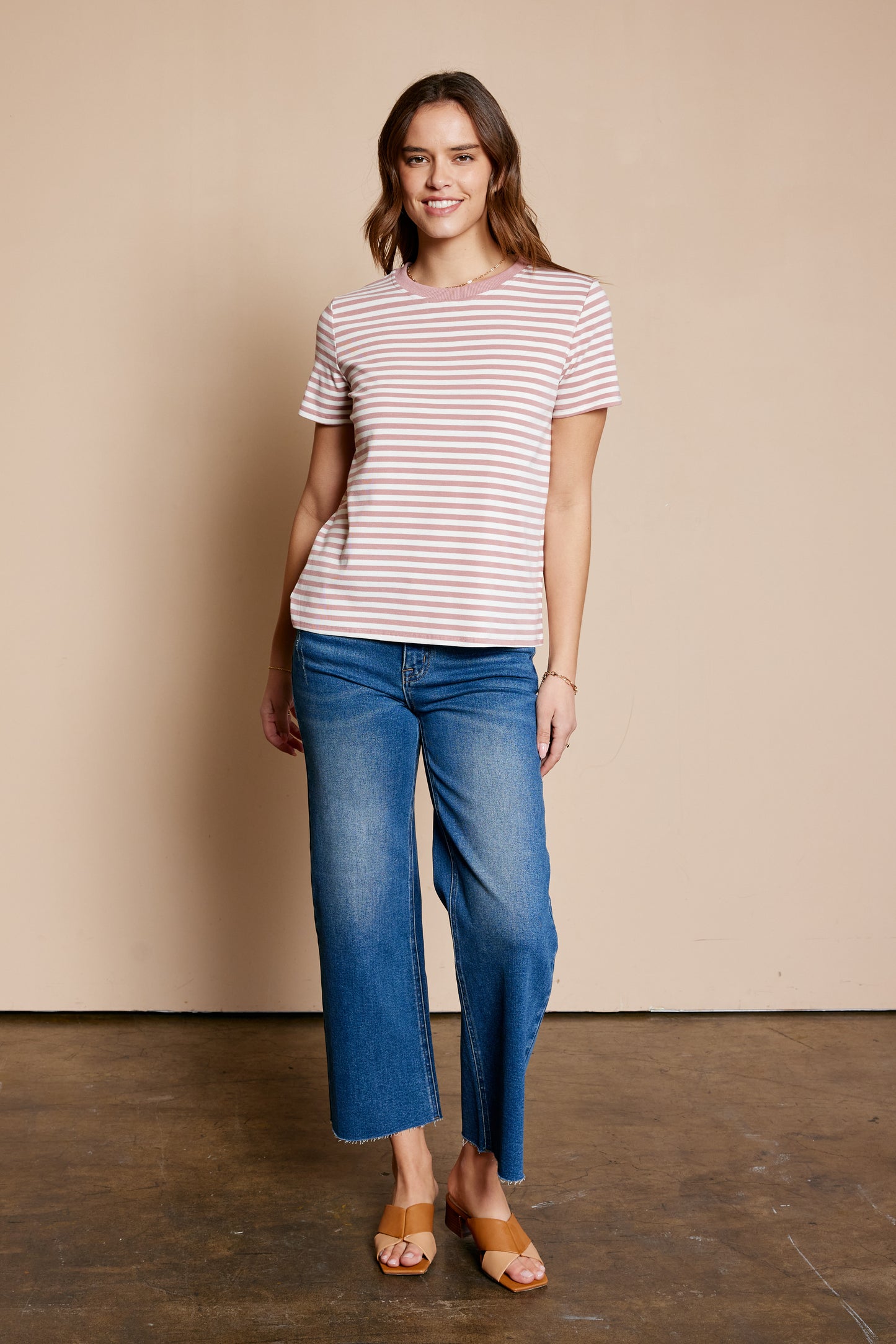 Top tejido a rayas en contraste