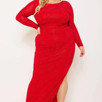 Patterned Rhinestone Plus Size Maxi Dress