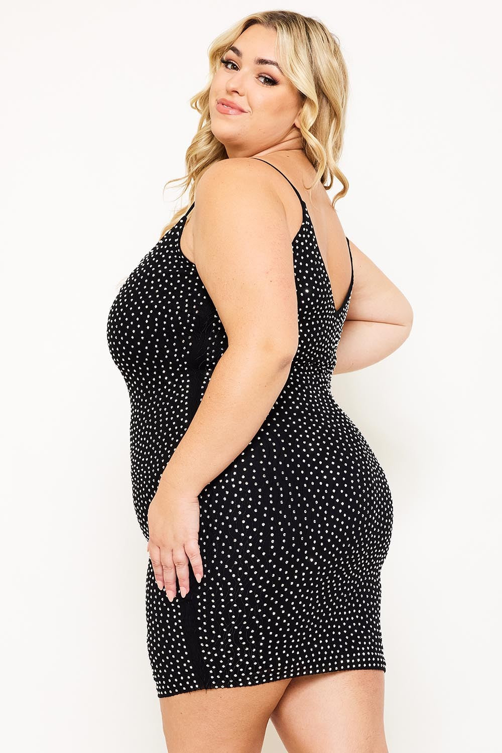 Rhinestone Body Plus Size Mini Dress