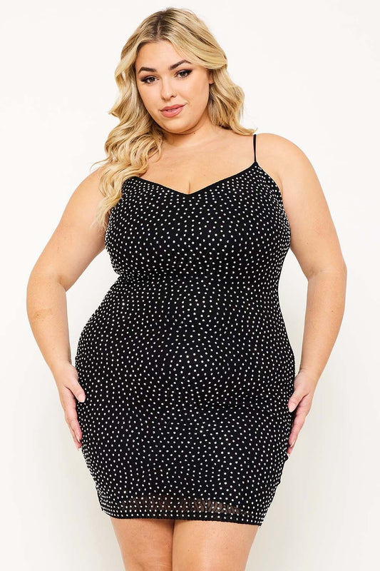 Rhinestone Body Plus Size Mini Dress
