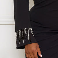 Long Sleeve Midi Dress W V Neck Plus Size