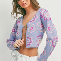 Floral Knit Chain Cardigan