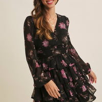 Fall Romance Charm Lurex Floral Tiered Mini Dress