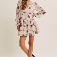 Fall Romance Charm Lurex Floral Tiered Mini Dress