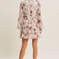 Fall Romance Charm Lurex Floral Tiered Mini Dress