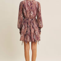 Elegance Watercolor Floral Lurex Mini Dress