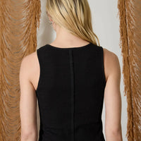 Exposed Seam Pocket Detail Sleeveless Knit Top