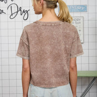 Washed Exposed Seam V-Neck Boxy Knit Top