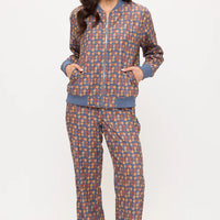 Poppy Floral Print Corduroy Bomber Jacket