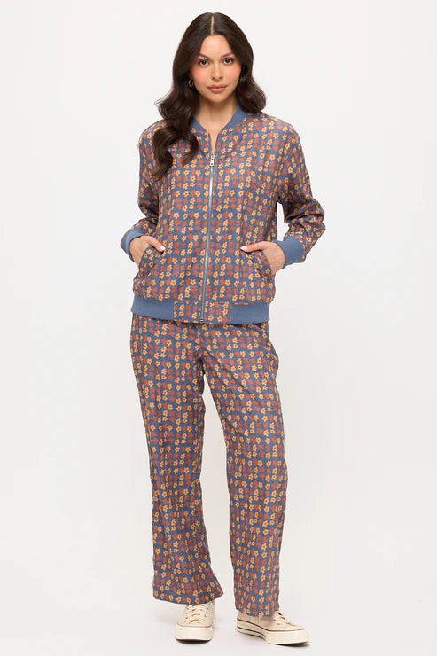 Poppy Floral Print Corduroy Bomber Jacket