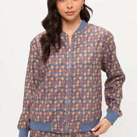 Poppy Floral Print Corduroy Bomber Jacket