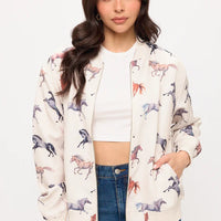 Multi Horse Print Bomber Jacket