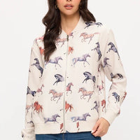 Multi Horse Print Bomber Jacket