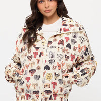 Colorful Dog Faces Print Jacket