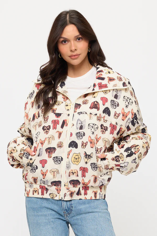 COLORFUL DOG FACES PRINT JACKET