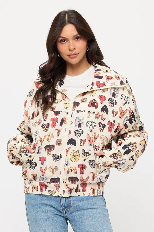 COLORFUL DOG FACES PRINT JACKET