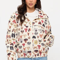 Colorful Dog Faces Print Jacket