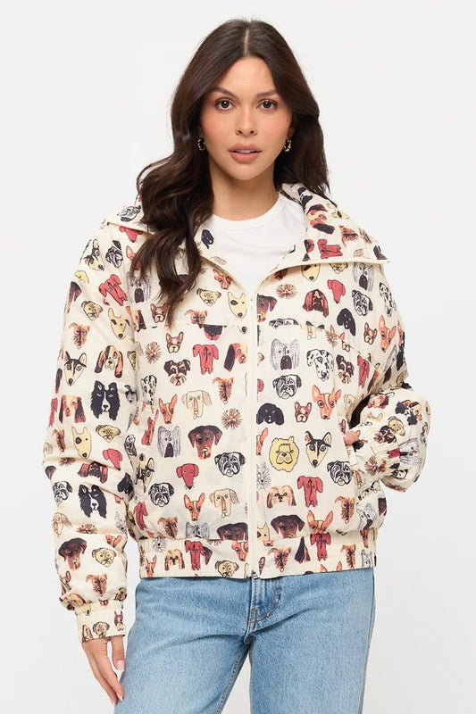 Colorful Dog Faces Print Jacket