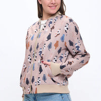 Whimsical Cat Tails Print Bomber Jacket