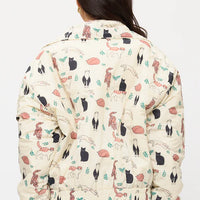 Playful Cats And Leaves Print Jacket