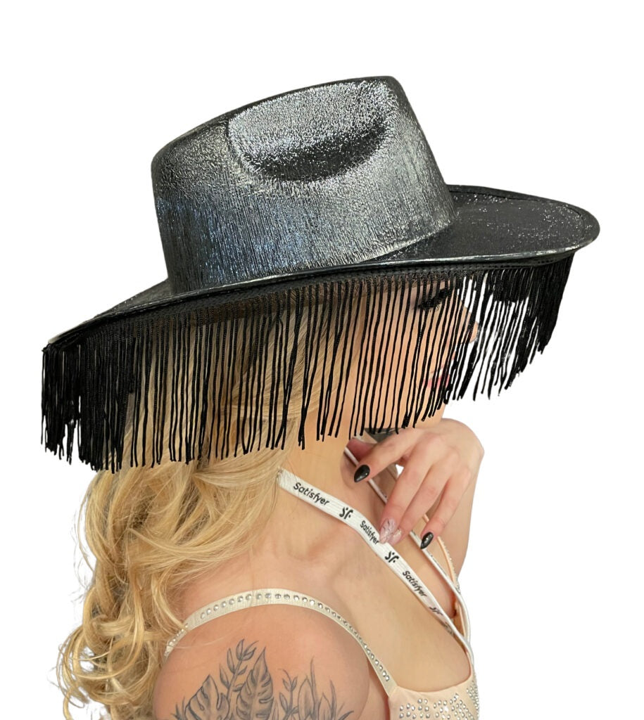Metallic Hat With Fringes
