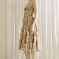 Ruffled Midi Dress Deep V Neck