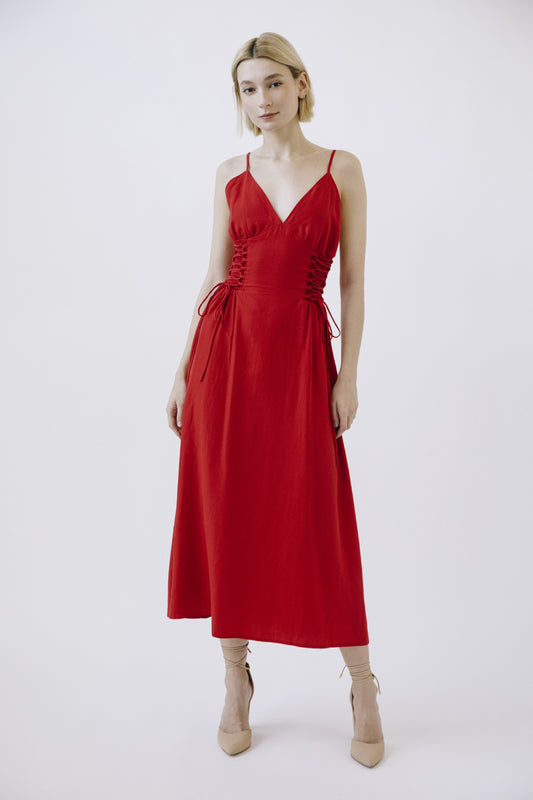 Midi Dress Spaghetti Straps