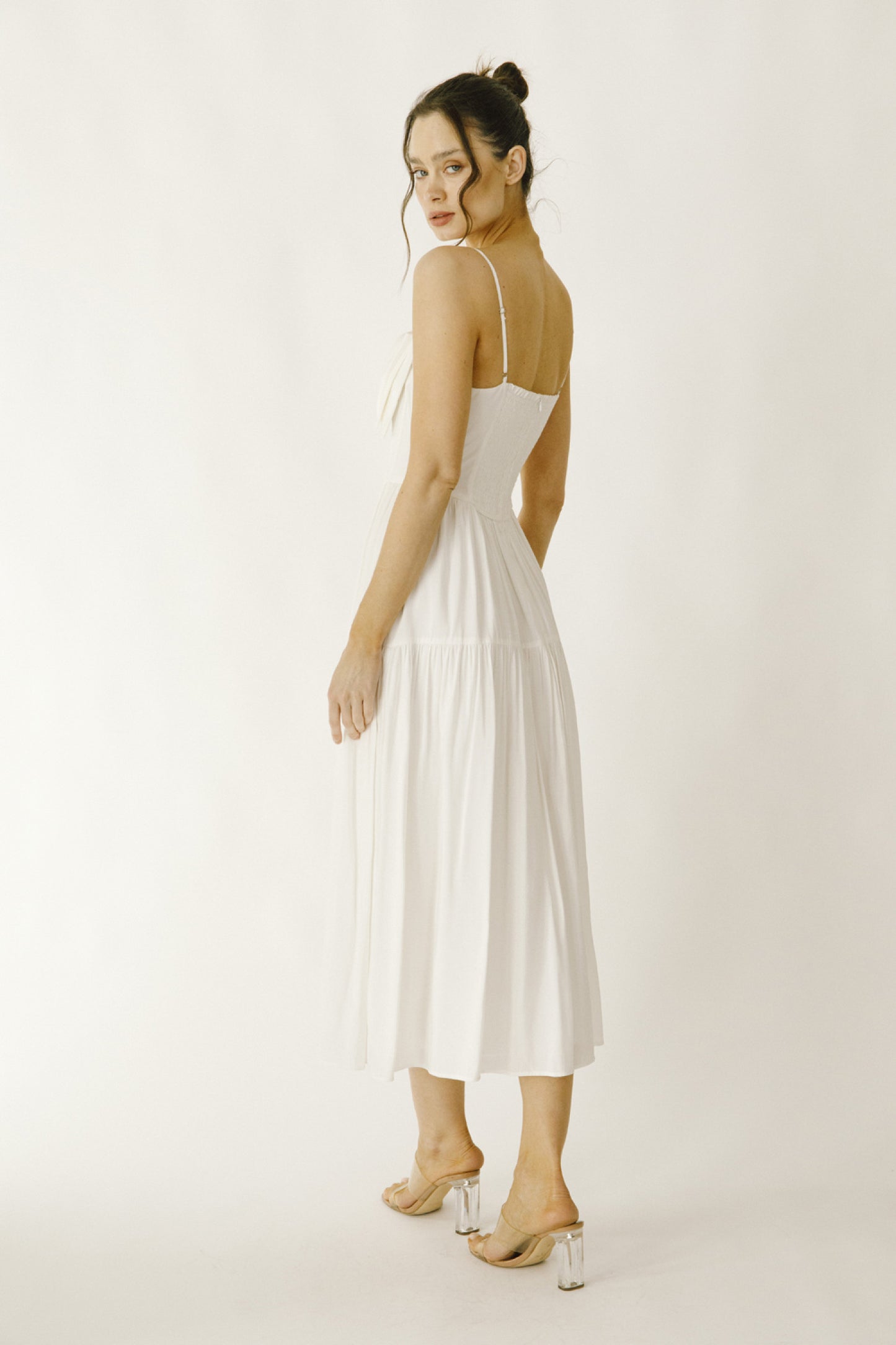 Bow Ruffled Midi Dress