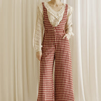 Dark Red And Cream Checkered Jumper