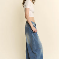 Wide Leg Panel Seam Denim Jeans